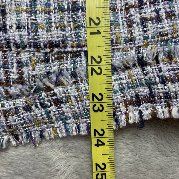 Nanette Lepore Nora‎ Boucle Jacket Womens L Blue Metallic Tweed Pearl Buttons - Picture 11 of 11